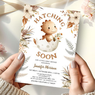 Invitation À l'éclosion bientôt ! Dinosaur Baby shower Boho N