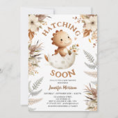 Invitation À l'éclosion bientôt ! Dinosaur Baby shower Boho N (Devant)