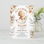 Invitation À l'éclosion bientôt ! Dinosaur Baby shower Boho N (Debout devant)