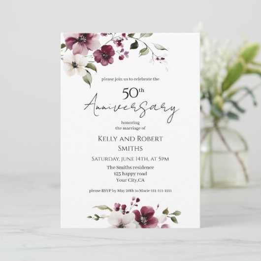 Invitation à l'élégant anniversaire du Mariage flo (Debout devant)