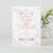 Invitation à l'élégant anniversaire rose et gris (Debout devant)