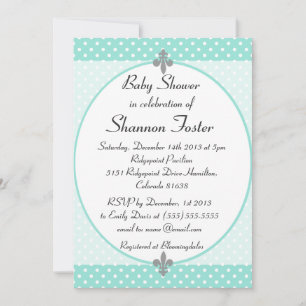 Invitation à l'élégante Baby shower Aqua Pois