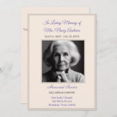 Invitation à l'élégante cérémonie funéraire/commém (Devant / Derrière)