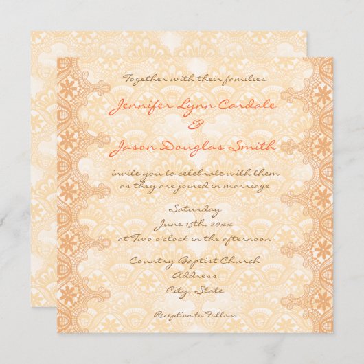 Invitation à l'élégante dentelle de corail (Devant / Derrière)