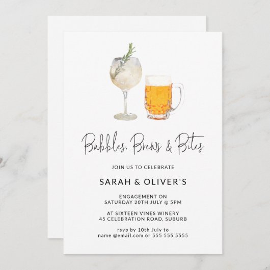 Invitation à l'engagement Bubbles & Brews Wine (Devant / Derrière)