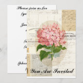 Invitation à l'Ephémère française d'Hydrangea rose (Devant / Derrière)