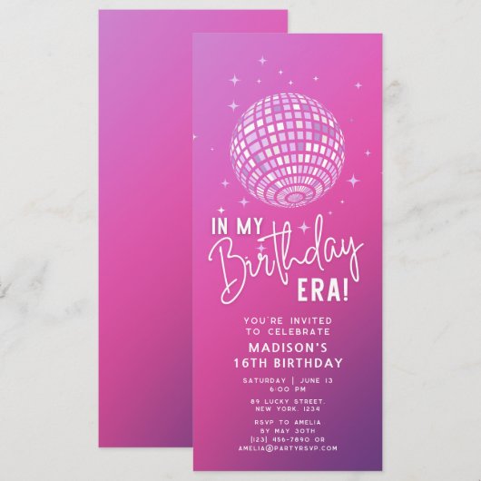 Invitation A L'Ère De Mon Anniversaire, Fête De L'Ère, Fête D (Devant / Derrière)