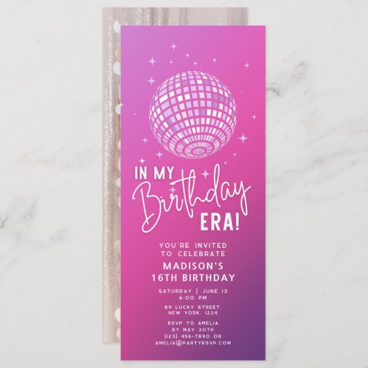 Invitation À l'ère de mon anniversaire, fête de l'ère, fête d (Devant / Derrière)