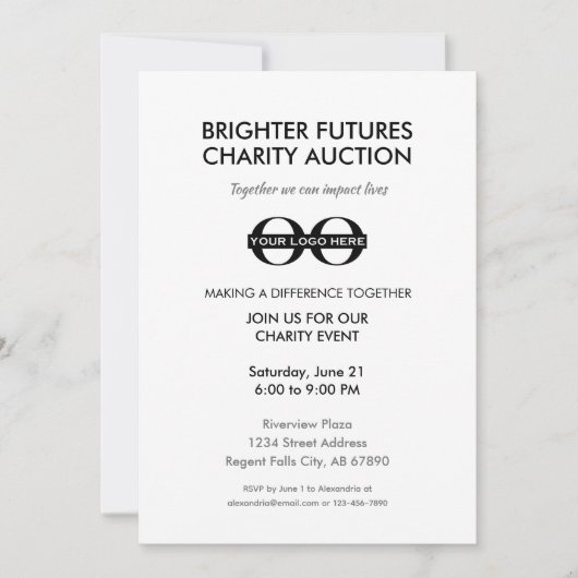 Invitation à l'événement de bienfaisance de l'entr (Devant)