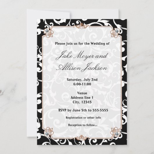 Invitation à l'événement Mariage Black and White S (Devant)