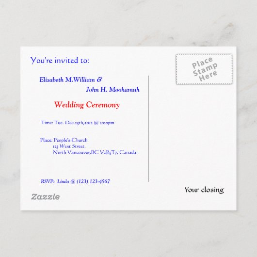 Invitation à l'événement, riverside (Dos)