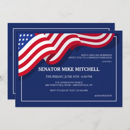 Invitation à lever des fonds pour le drapeau améri (Devant / Derrière)