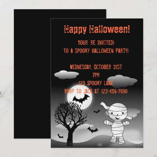 Invitation à l'Halloween (Devant / Derrière)