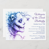 Invitation à l'Halloween de dame noire - Papillon (Devant / Derrière)