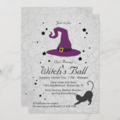 Invitation à l'Halloween de sorcière (Devant / Derrière)