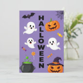 Invitation à l'Halloween Ghost & Citrouille (Debout devant)