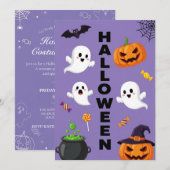 Invitation à l'Halloween Ghost & Citrouille (Devant / Derrière)