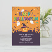 Invitation à l'Halloween Ghost & Citrouille (Debout devant)