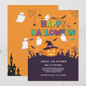 Invitation à l'Halloween Ghost & Citrouille (Devant / Derrière)