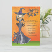 Invitation à l'Halloween pour sorcière, soirée cos (Debout devant)