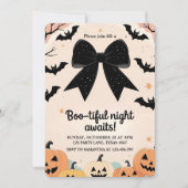 Invitation à l'Halloween rose pour filles (Devant)