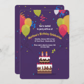 Invitation à l'heure des fêtes d'anniversaire (Devant / Derrière)