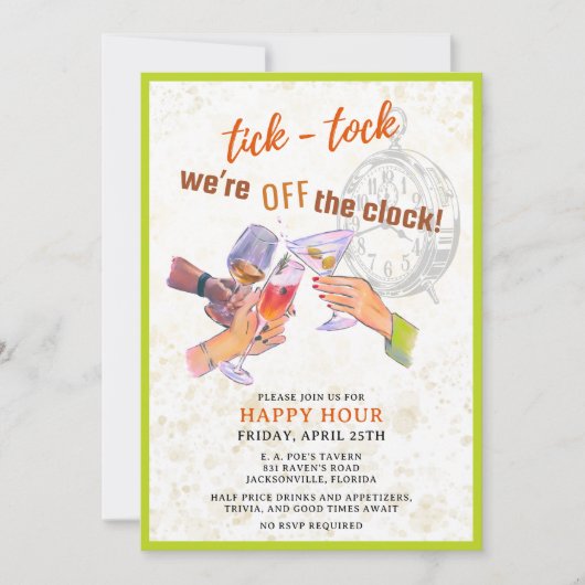 Invitation à l'heure heureuse de Tick Tock (Devant)