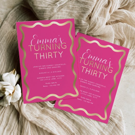 Invitation à l'huile d'anniversaire rose chaud