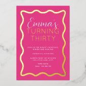 Invitation à l'huile d'anniversaire rose chaud (Recto)