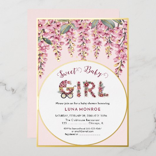 Invitation à l'huile de Baby shower d'arbre en fle (Recto/Verso)