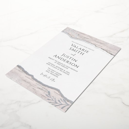 Invitation à l'huile de Mariage de Birch Rustique (Rotation)