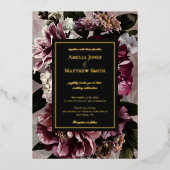 Invitation à l'huile de Mariage floral foncé et hu (Recto)