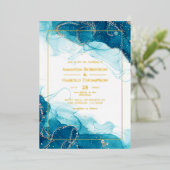Invitation à l'huile de Mariage Turquoise et Gold (Debout devant)