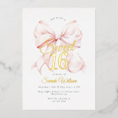 Invitation à l'huile de Sweet sixteen rose Bow (Recto)