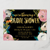 Invitation à l'huile d'or de Fête des mariées flor (Recto)