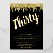 Invitation à l'huile d'or noir moderne 30e anniver (Recto)