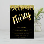 Invitation à l'huile d'or noir moderne 30e anniver (Debout devant)
