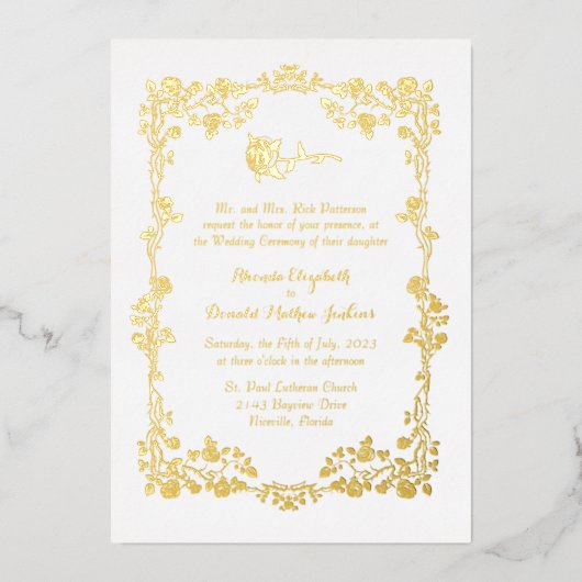 Invitation à l'huile frontière blanche Rose (Recto)