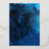 Invitation à l'huile Mariage bleu et or géométriqu (Verso)