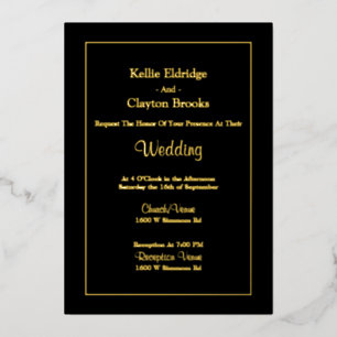 Invitation à l'huile Mariage simple à cadre noir