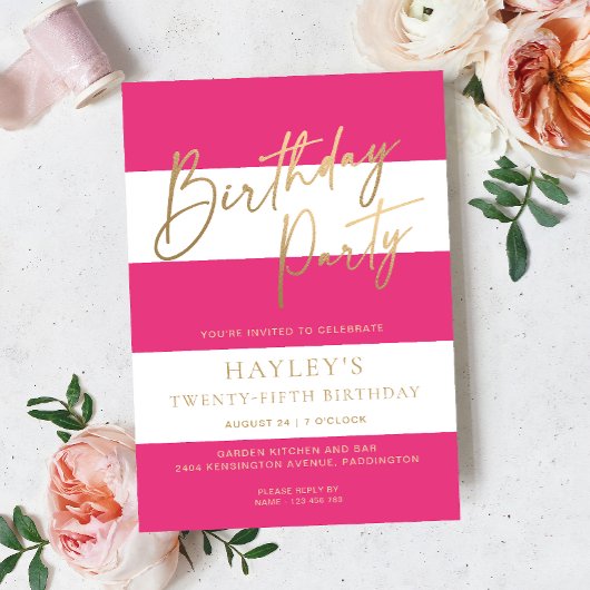 Invitation à l'huile rose chaude