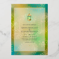 Invitation à l'huile turquoise et à l'huile d'or M