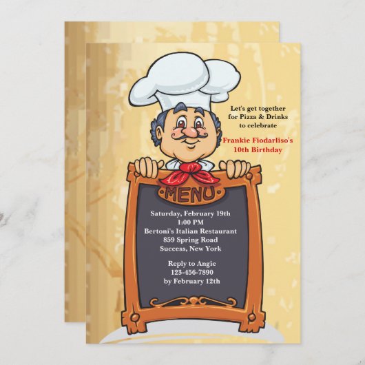 Invitation À l'invitation de menu (Devant / Derrière)