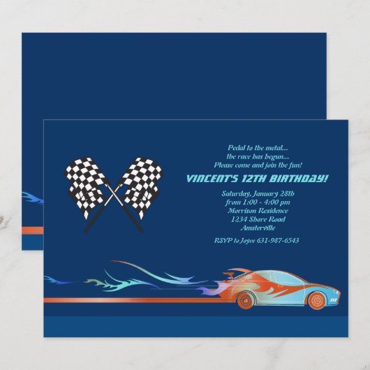 Invitation À l'invitation de voie de course (Devant / Derrière)