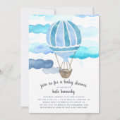 Invitation À l'invitation du Baby shower aérien | Bleu (Devant)