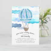 Invitation À l'invitation du Baby shower aérien | Bleu (Debout devant)
