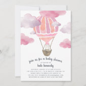 Invitation À l'invitation du Baby shower aérien | Rose (Devant)
