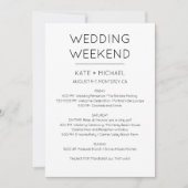 Invitation à l'itinéraire d'un week-end de mariage (Devant)