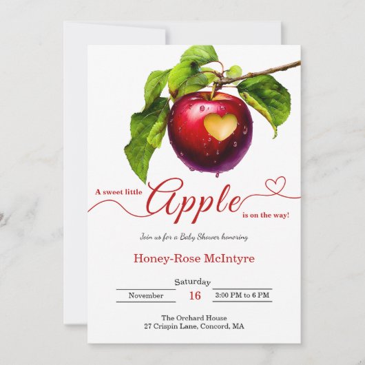 Invitation A Little Apple Is On The Way | Fall Baby Shower (Devant)