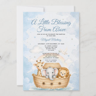 Invitation A Little Blessing from Above Noah's Ark Baptism